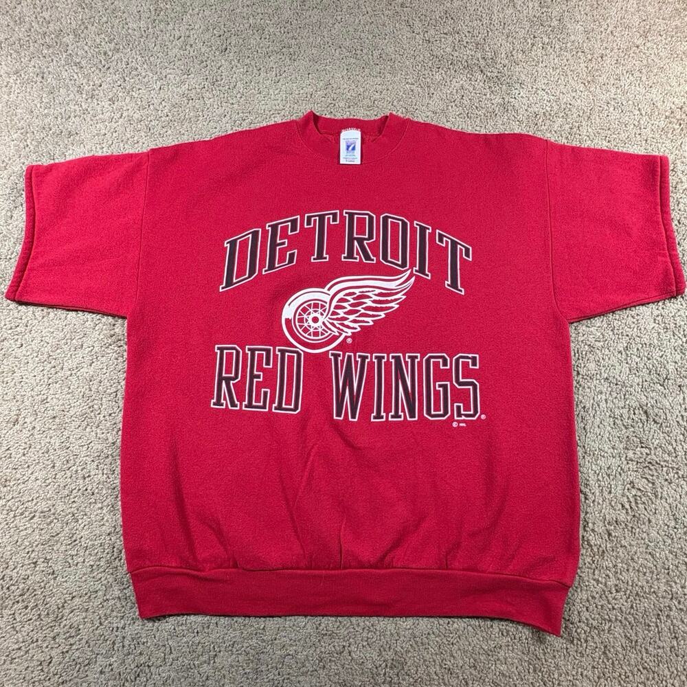 Vintage Detroit Red Wings Mens Size XL NHL Red Logo 7 Shirt Crewneck Pre owned